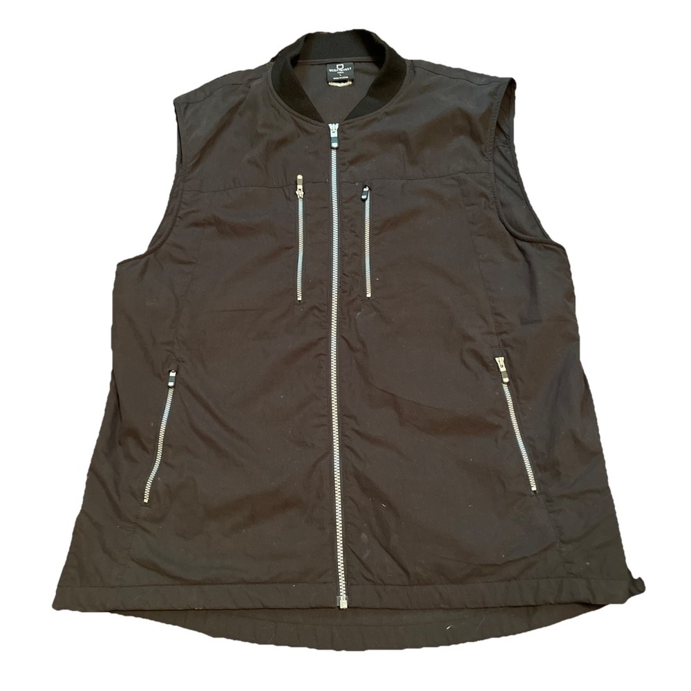 ScotteVest Mens Full Zip Black Vest Jacket Pockets Sleeveless Size L